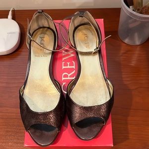 Bronze Patent Peep toe flats